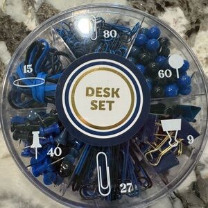 James Burke Collection Desk Set Blue Office Supplies New